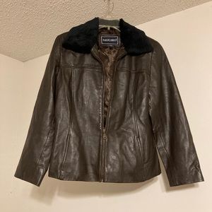 Saguaro Leather Jacket with fuzzy collar size L